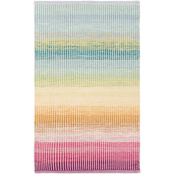 Dash and Albert Rugs Watercolor Flatweave Cotton Yellow/Pink/Blue Rug